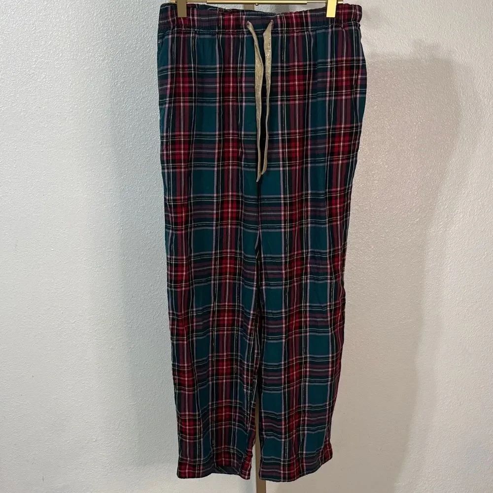 Victoria's Secret Red, pink, green and gold Plaid pj pants- small